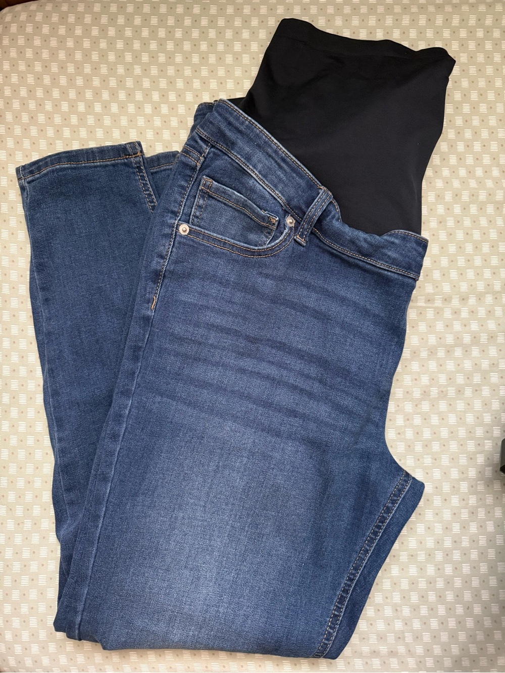 Time and Tru Blue Skinny Jeans with Black Maternity Panel